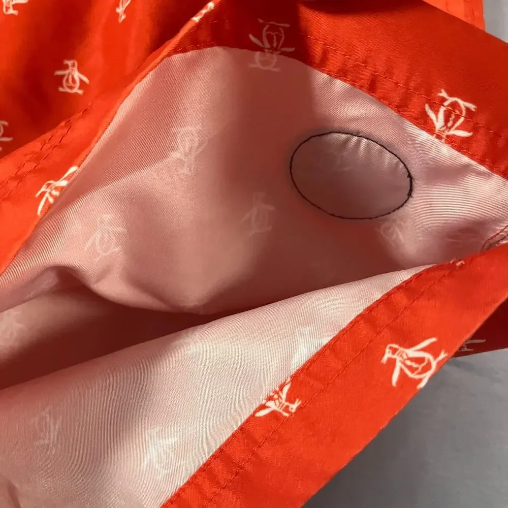 Original Penguin Swim Trunks Boys Medium‎ Red White Penguin Logo Print Board Sho